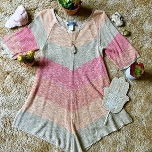 {Vintage} Lightweight Colorblock Summer Knit Top size XS/S